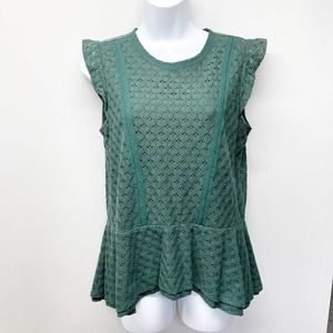 Banana Republic Eyelet Peplum Blouse Size Small